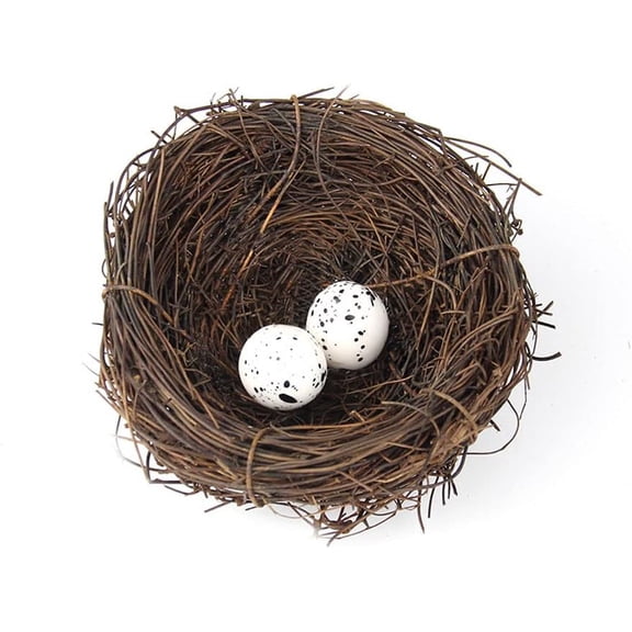 Rattan Bird Nest Handmade Rattan Bird Nest Artificial Bird Nest with Artificial Egg DIY Birds Nest Outdoor Wedding Garden Home Decorative Easter Decor