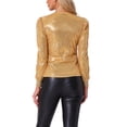 thumbnail image 3 of INSPIRAR CHIC Top de Lentejuelas para Mujeres Blusa Brillante de Cuello en V Fiesta L Dorado, 3 of 6