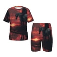 thumbnail image 1 of Fotbe Lone Rider Under Red Sky Pijama Estampada de 2 Piezas para Niños – Ropa de Dormir de Manga Corta Cómoda para Niños y Niñas, Camiseta y Shorts de Algodón-Large, 1 of 6