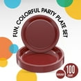 thumbnail image 7 of Exquisite Dinner Plate Combo, 100 Pack, 9 & 7 Inch, Burgundy Plastic Party Plates, 7 of 7
