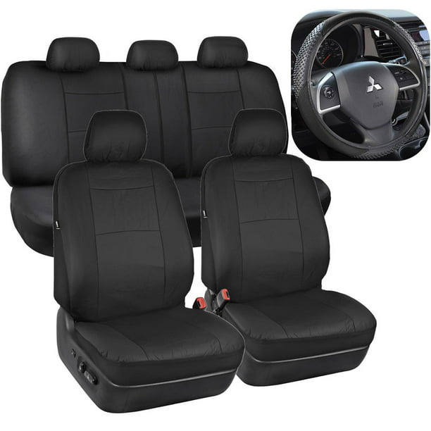 Bdk 2 Tone Pu Leather Car Seat Covers Split Bench Side Airbag Safe With Steering Wheel Cover Com - Can You Use Seat Covers With Side Airbags