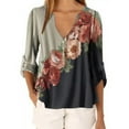 thumbnail image 1 of Pntutb Mujeres Casual tops Camisa Damas Cuello en V Estampado floral Camiseta suelta Blusa Camiseta top Pntutb Pntutb-47, 1 of 6