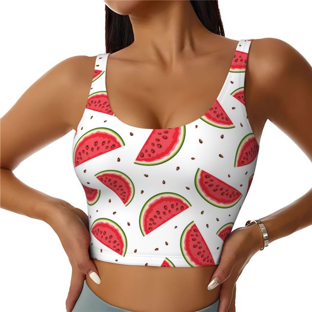 Balery Watermelon Sujetadores deportivos con espalda cruzada para mujer, acolchados, sin costuras, de alto impacto, ideales para yoga, gimnasio, entrenamiento y fitness.-XX-Large