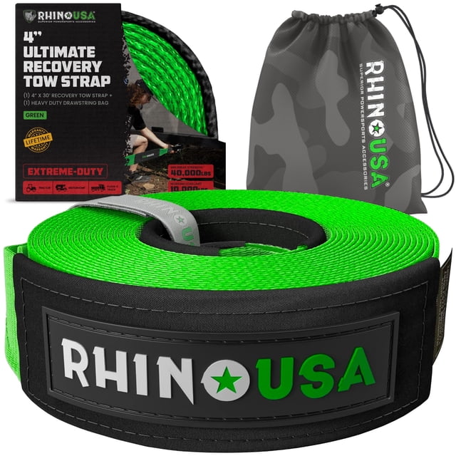 Recovery Tow Strap Rhino USA, 4 m x 9 m, 18.300 kg de resistencia a la rotura