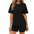 thumbnail image 6 of Two Piece Short Sets for Women Casual Summer Pajama Set Short Sleeve Crew Neck Lounge Matching Set, 6 of 6