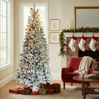 Lookfly Pre-Lit Artificial Christmas Tree,7.5ft White Christmas