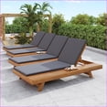 thumbnail image 3 of Outdoor Lounge Chaise Set for Patio/Pool | Acacia Wood Teak Finish | Adjustable Recline | Dark Gray Cushions | Dark Gray | Teak, 3 of 25