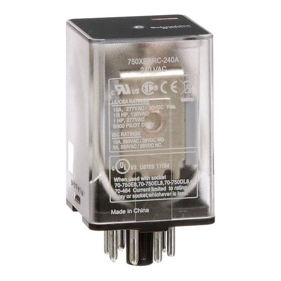 Schneider Electric General Purpose Relay,240VAC, 10A, 8Pins 750XBXRC-240A
