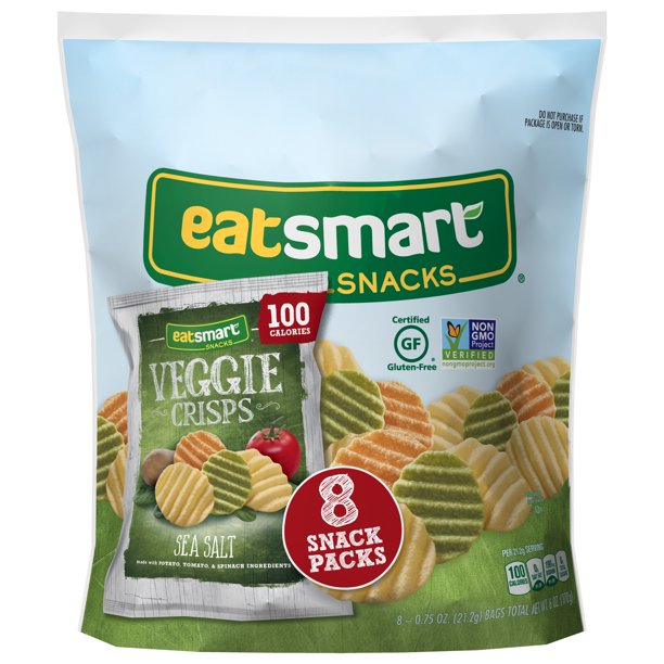 Eatsmart Snacks, Veggie Crisps with Sea Salt, 100 Calorie Multipack, 8