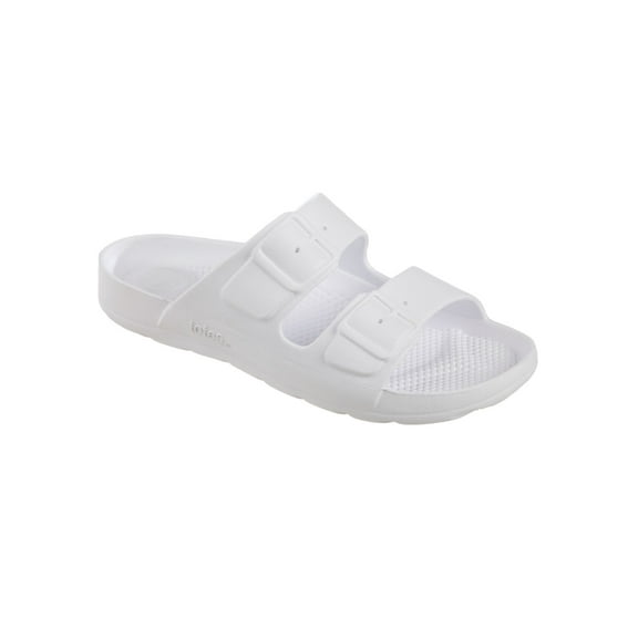 TOTES Womens White Anti Microbial Comfort Everywear� Round Toe Slide Sandals Shoes 9