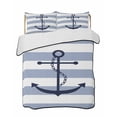 thumbnail image 2 of Quilts Full Size, Blue White Striped Soft Comforter Bedding Set for Bed, Navy Blue Beach Nautical Anchor Ocean Coastal Lightweight Quilted Bedspread with Pillow Cover(2 Pieces), 78x90 Inch, 2 of 6