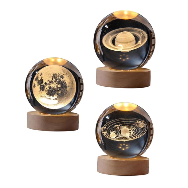 Luz de noche,Luz de noche de bola de cristal 3D para decoración del hogar EstiloF Fernando Luz de noche