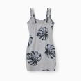 thumbnail image 3 of PatPat Family Matching Leaf Print Tee or Strap Dress Cotton Grey Set, 3 of 6