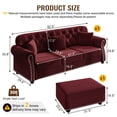 thumbnail image 3 of LLappuil Modular Sectional Sofa, 3 Seat Velvet Sofa with Ottoman for Living Room Red, 3 of 9