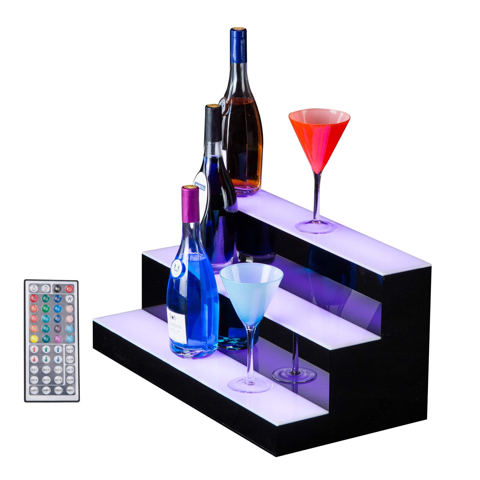 Details about   24" LED Lighted Bar Shelves 1 Tier Step Liquor Bottle Display Shelf Bar Stand US