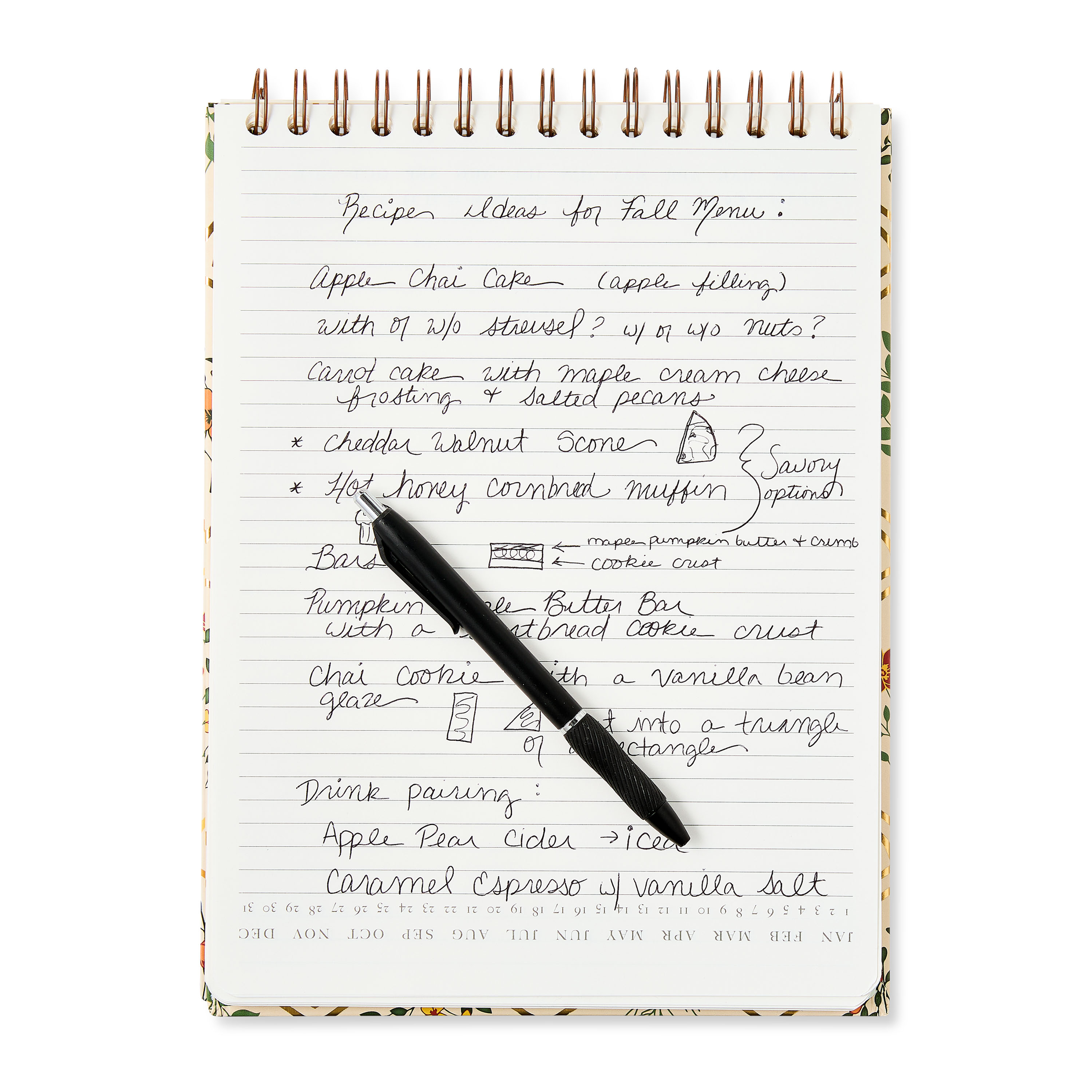 Pen+Gear Hardcover Double Wire Top Spiral Journal, Floral, 192 Ruled Pages, 8" x 10.75"