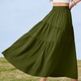 thumbnail image 6 of LNWUY Women Summer Maxi Skirt with Pockets Smocked Elastic Waist A-Line Skirt Irregular Tiered Layer Solid Color Casual Flowy Skirts Green XL, 6 of 6