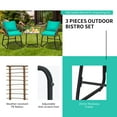 thumbnail image 4 of Gymax 3PCS Outdoor Bistro Set Patio Conversation Furniture Set w/ Turquoise Cushions, 4 of 9