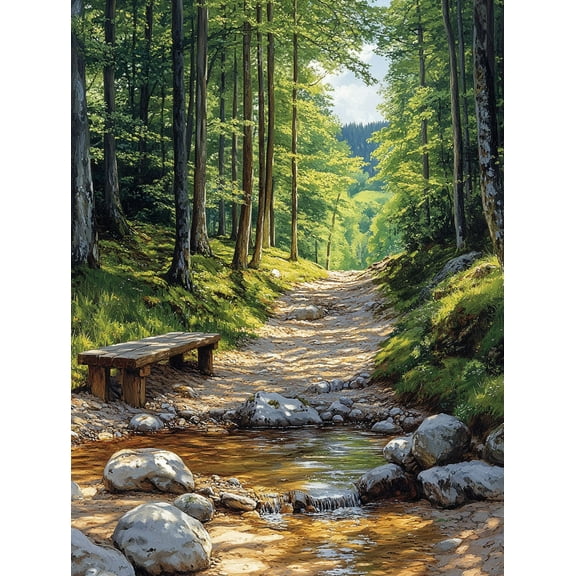 Sunny Forest Path Canvas Painting/Wall Art，Suitable for Living Room，Bathroom， and Hallway Decoration.