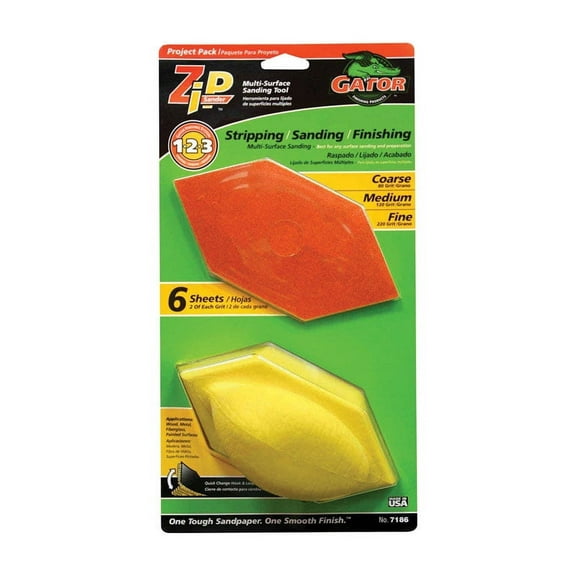 1 Pc, Gator Zip 3 In. W X 6 In. L Assorted Grit Sanding Block Kit