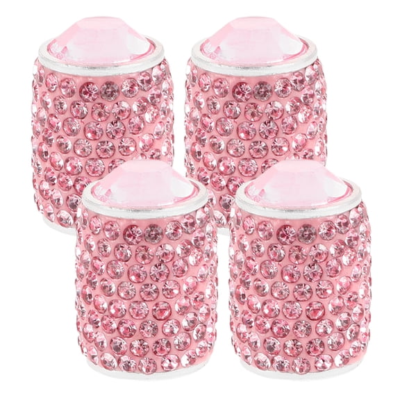 IBASETOY 4pcs Tire Stem Valve Caps Aluminum Alloy Bling Accessories For Women Protect Tire Valve Stem Pink