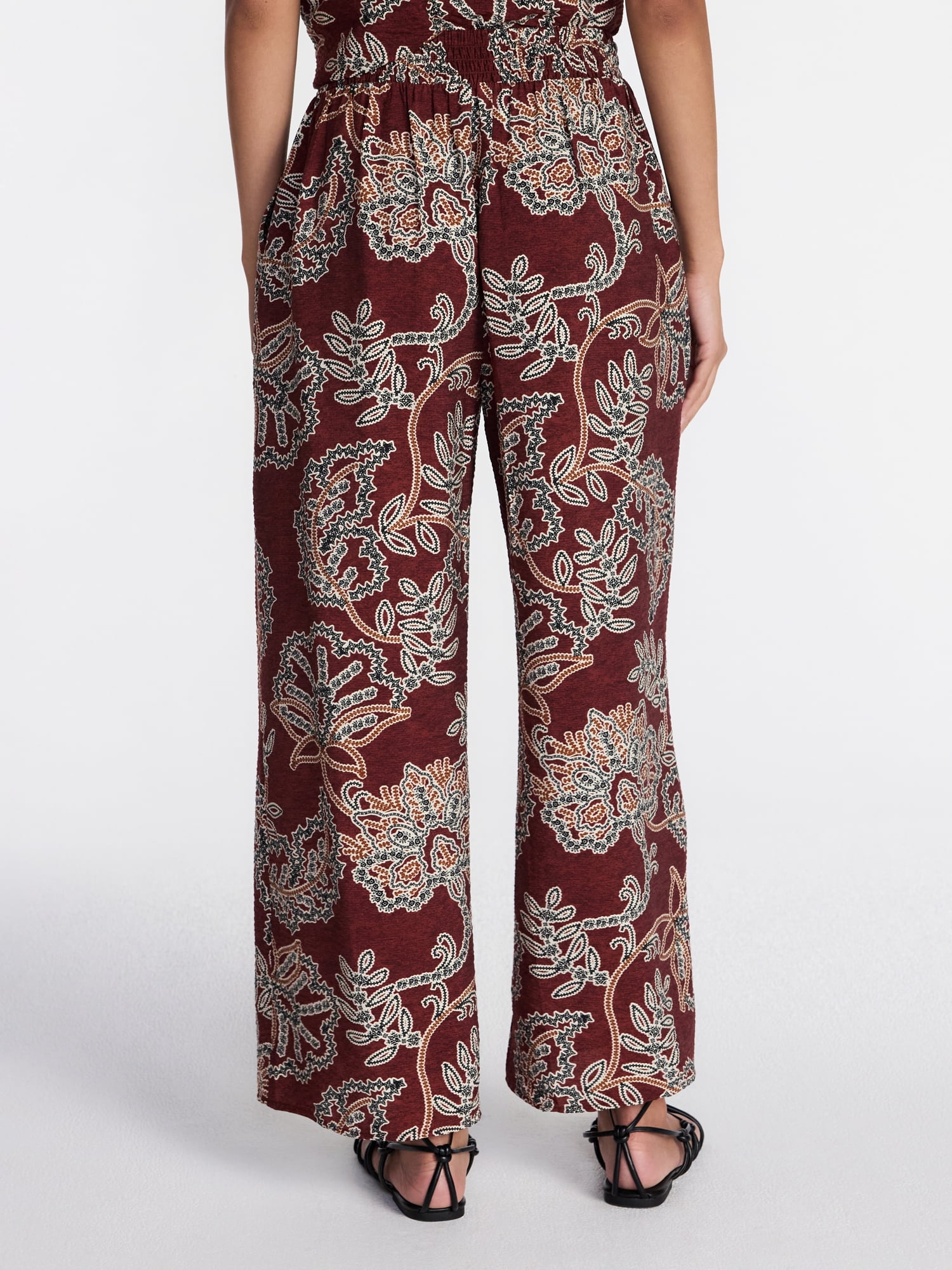 Time and Tru Women's Wide Leg Print Pants, Sizes XS-XXXL