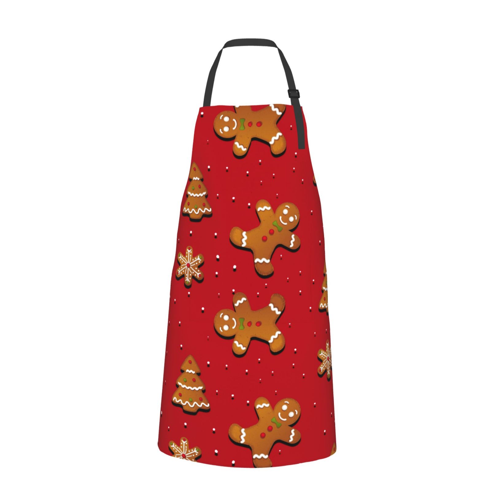 Fuzoiu Gingerbread Man Print Adjustable Waterproof Apron with Pockets,Waterproof Apron for Cooking, Gardening, and Art Projects