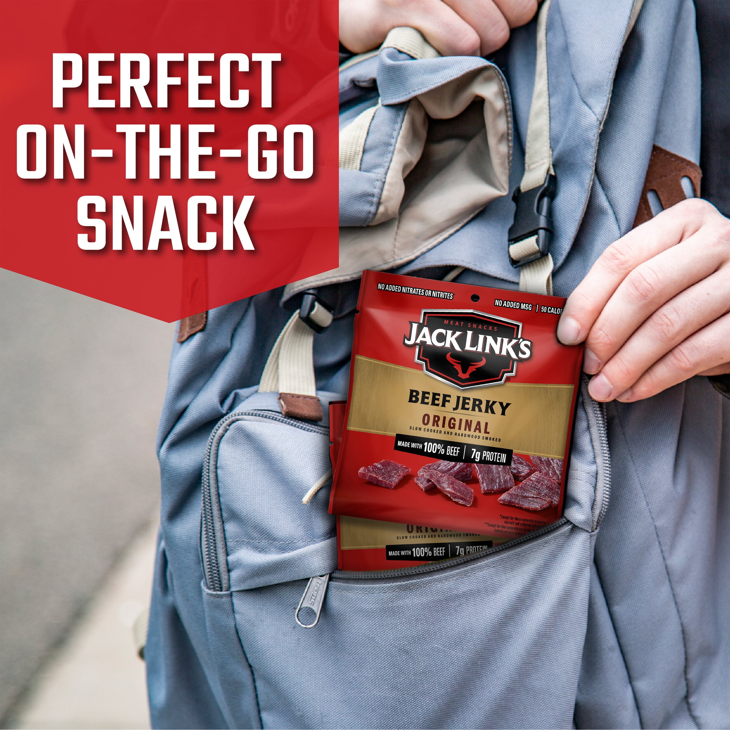 Jack Link's Original Beef Jerky, 100% Beef,  20 Pack Of 0.625 oz. Bags, Snack Sized Packs