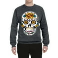 thumbnail image 2 of Wild Bobby Day Of The Dead Sugar Skull Pop Culture Unisex Crewneck Graphic Sweatshirt, Charcoal, X-Large, 2 of 5
