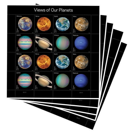 - Views of Our Planets 5 Sheets of 16 USPS Forever Postage Stamps Solar System Spacecraft Mercury Venus Earth Mars Jupiter Saturn Uranus and Neptune (80 Stamps)