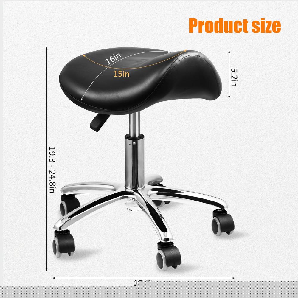 thumbnail image 2 of XIANERS Adjustable Saddle Stool Ergonomic Rolling Saddle Chair Large Load Bearing Swivel Rolling Stool Chair for Clinic Living Room Salon Kitchen Work Area in style, 2 of 9
