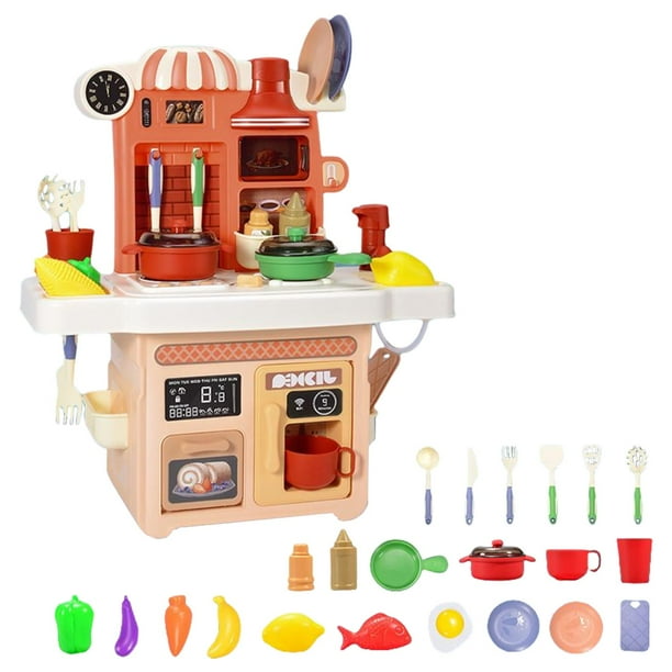 Juego de cocina con luces realistas, estante de postre, juguete para y Rojo Zulema juego de cocina
