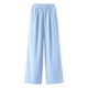 thumbnail image 3 of Ceisia Men's All-Season Solid Color Wide Gift Leg Pants Ice Silk Drape Fabric Elastic Waist Drawstring Pockets for Outdoor Casua l Daily, 3 of 4