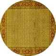 thumbnail image 1 of Ahgly Company Machine Washable Indoor Round Persian Yellow Traditional Area Rugs, 4' Round, 1 of 4