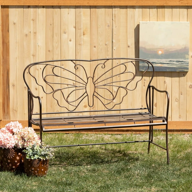 Sullivans Copper Butterfly Bench for Restaurant Patio Seating