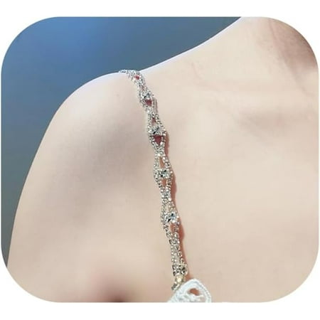 QIUYIDP 2Pcs Sexy Rhinestone Bra Straps Jewelry Rhinestones Bra Shoulder Chain Wedding Bridal Rhinestone Crystal Lingerie Straps Chain for Women