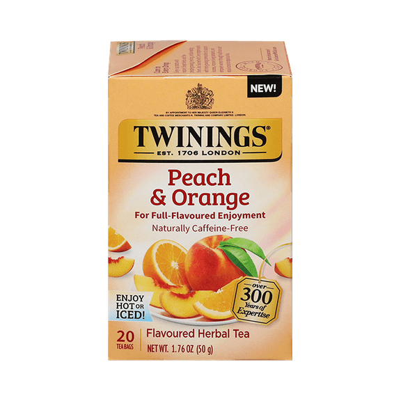 Pack of 6, Twining Tea Peach & Orange Herbal Tea, 1.76 oz
