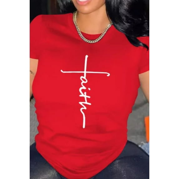 Faith Short Sleeve Top (Red)