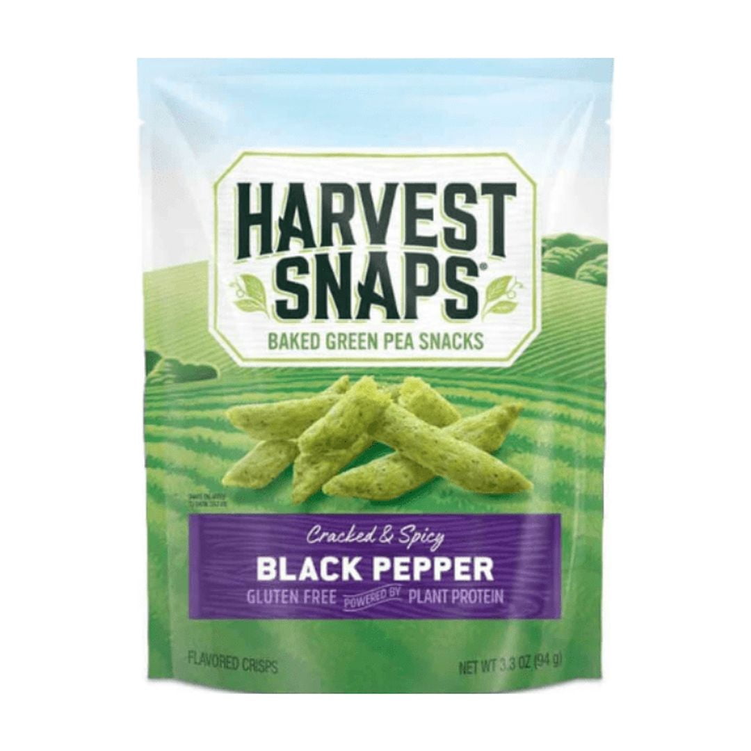 Harvest Snaps Veggie Chips 4 Count Multipack – Includes 2 Bags Black Pepper 3.3oz and 2 Bags Tomato Basil 3oz – Gluten Free, Plant-Based, Crunchy Healthy Snack