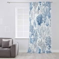 thumbnail image 3 of Ocean Coastal Coral Semi Sheer Curtains Drapes for Living Room,Bedroom,French Doors Window 108 Inches Long,Blue Grey Abstract Flower Plant Fish Rod Pocket Chiffon Curtain Drapery Voile Drape Panel, 3 of 6