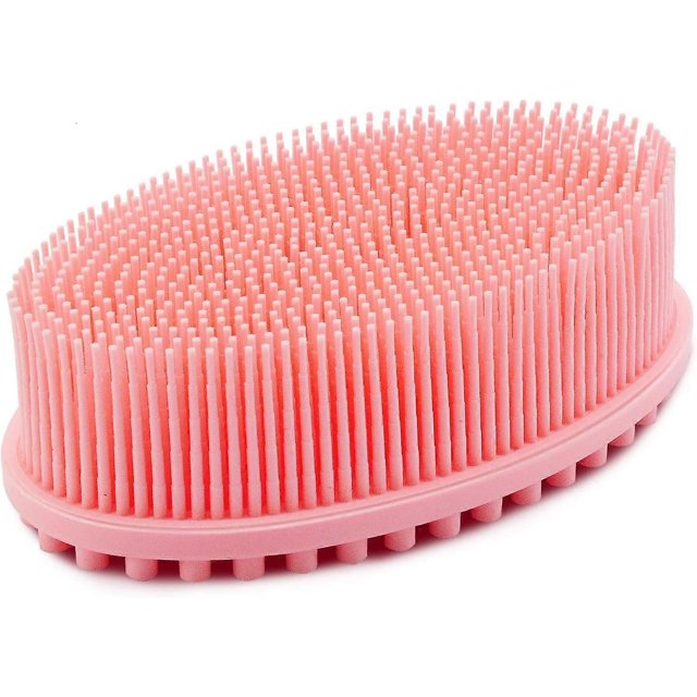 KAIYANG Cepillo de baño de silicona, 2 en 1, cepillo de masaje para rostro y cuerpo, para baño y ducha, limpia suavemente la piel (rosa)