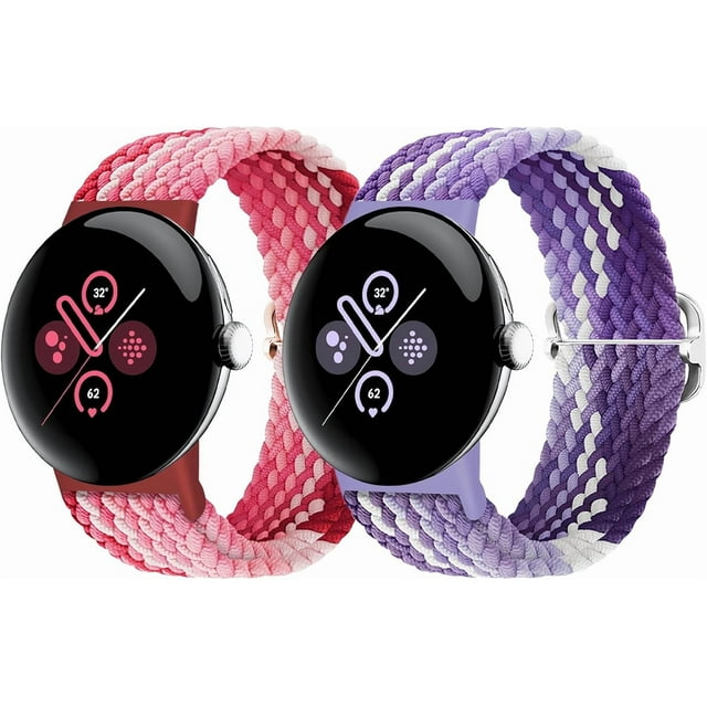 KOMI Bandes Tressées Solo Loop Compatibles avec Google Pixel Watch 2/Pixel Watch, Sangles Élastiques en Nylon Extensible Réglables avec Connecteur Amélioré pour Google Pixel Watch 2/1 Bracelets Femmes Hommes