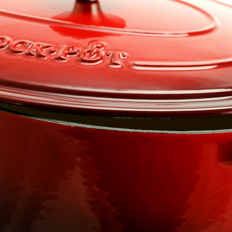 Crock Pot Artisan 7 Quart Oval Enameled Cast Iron Dutch Oven in Scarlet Red