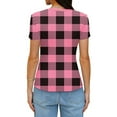thumbnail image 5 of Women’s Plaid T-Shirt, Summer Round Neck Short Sleeve Tops, Fashion Slim Groove Strip Tees,Pink,XL, 5 of 6