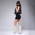 thumbnail image 4 of Short Savi Jeans Gabardina Stretch Negro Tiro Alto de Mujer, 4 of 6