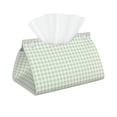 thumbnail image 2 of Lsque Pistachio Green Checkboard Printed Long Tissue Box Cover Holder, Facial Paper Organizer Dispenser,Triangle with Bottom Belt, PVC Leather Decorative Organizer, 2 of 9