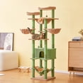 thumbnail image 2 of Furcato 77-Inch Cat Tree for Indoor Cats, Multi-Level Large Cat Tower with 4 Hammocks, 2 Padded Perches, Large Cat Condo, Green, 2 of 8