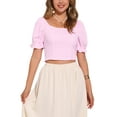 thumbnail image 1 of TOP CORTO CON ELÁSTICO INSPIRADOR CHIC PARA MUJERES CON MANGAS BUBBLE EN CUADROS GINGHAM XL ROSA CLARO, 1 of 6