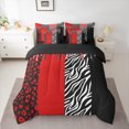 thumbnail image 2 of Homewish Romantic Valentines Day Twin Bedding Sets 7-Piece, Black Red Splash Bedding Comforter Set, Chic Leopard Zabra Print Reversible Sheet Sets, Luxury Bedroom Decor, 2 of 7