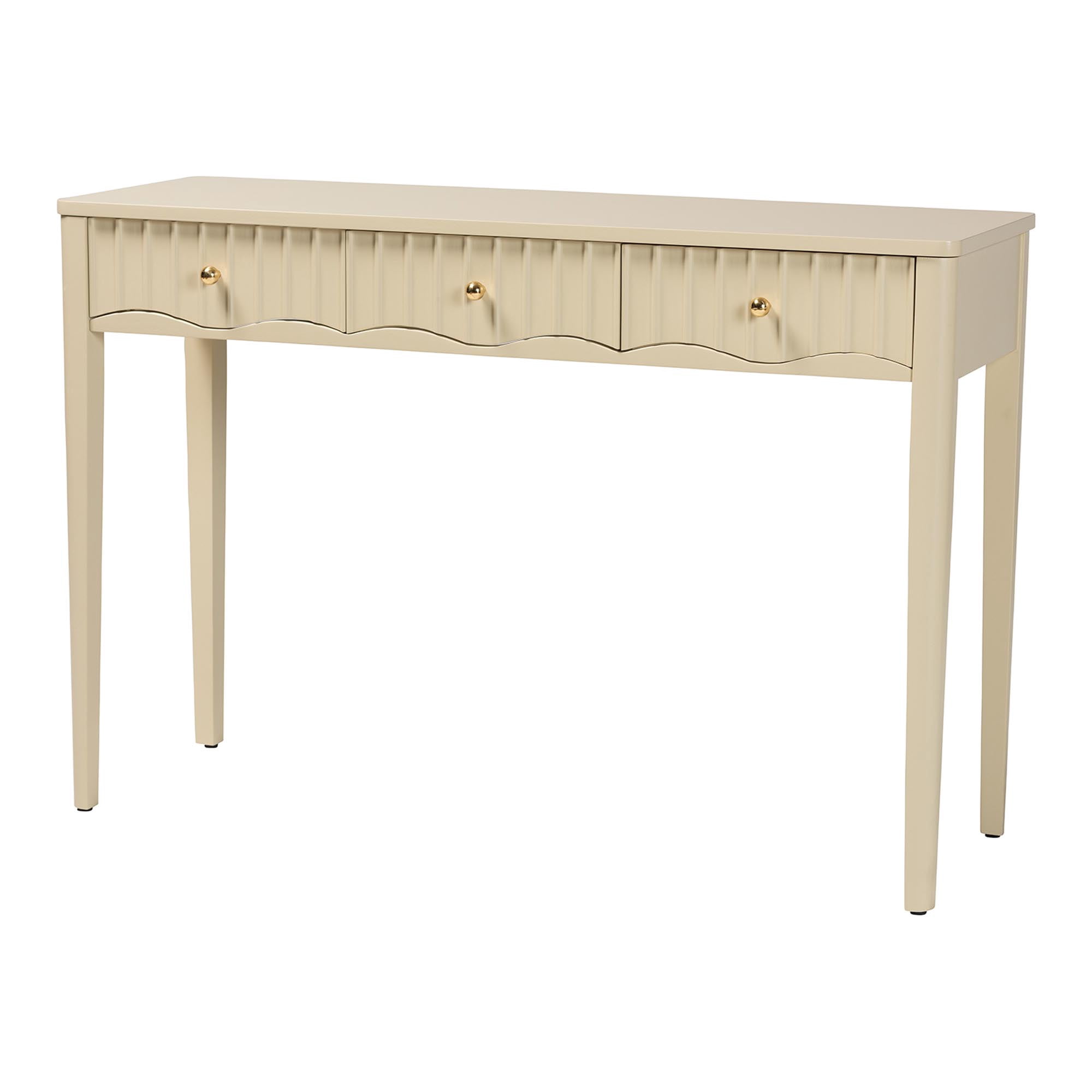 bali & pari Leeba Modern Console Table, 3-Drawer, Beige